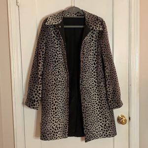 Reversible Black and Leopard Pea Coat
